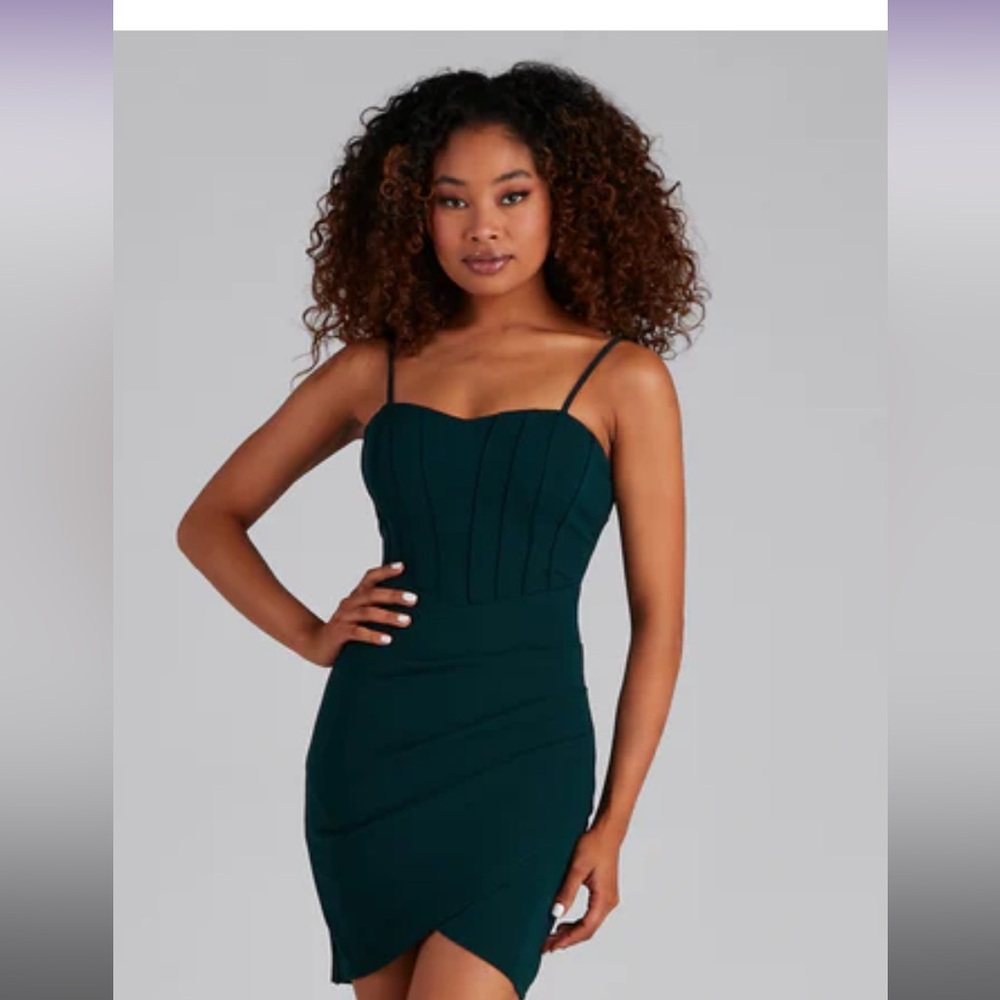 Hunter Green Corset Mini Dress